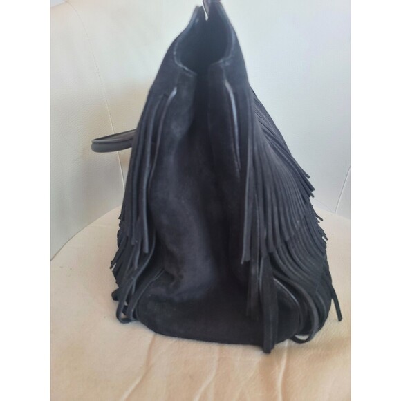 Yves Saint Laurent Black Leather Trois Clous Fringe Top Handle Tote Bag No Strap - Picture 12 of 16